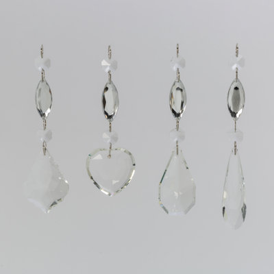 Luxurious 12 Piece Glass and Acrylic Jewel Ornament Set at  6 Inches Long and 4 Styles