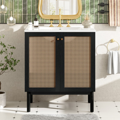 30" Single Bathroom Vanity With Ceramic Top