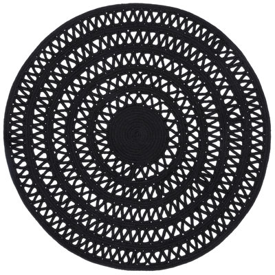 Tapis rond noir tissé à la main Bowline