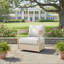 Fauteuil club pivotant en bois Telluride, finition blanc clair avec coussin beige-1041367469