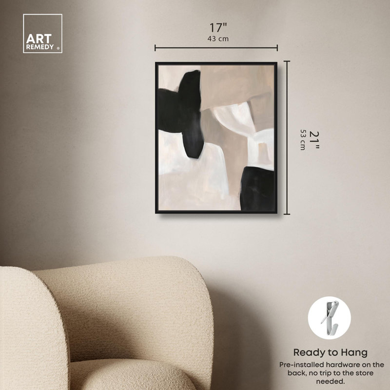 «Soft Shadowplay II», toile moderne par Art Remedy, H 21 po x l 17 po, Cadre flottant noir