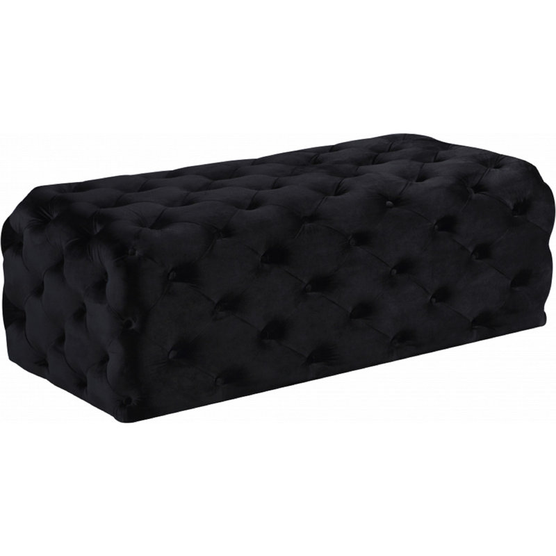 Cron 132cm Wide Tufted Rectangle Ottoman, Black