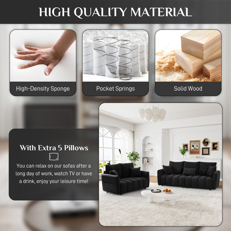 2 - Piece Classic Teddy Tufted Upholstered Living Room Set With Pocket