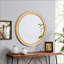 Miroir mural rond de style campagnard, miroir décoratif avec cadre en bois vieilli vintage pour entrée, chambre à coucher, bureau-1448610383