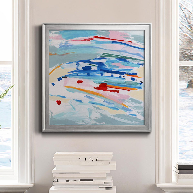 Waterway I - Peinture sur toile encadrée, Argent, H 26,5 po x l 26,5 po x P 1,5 po