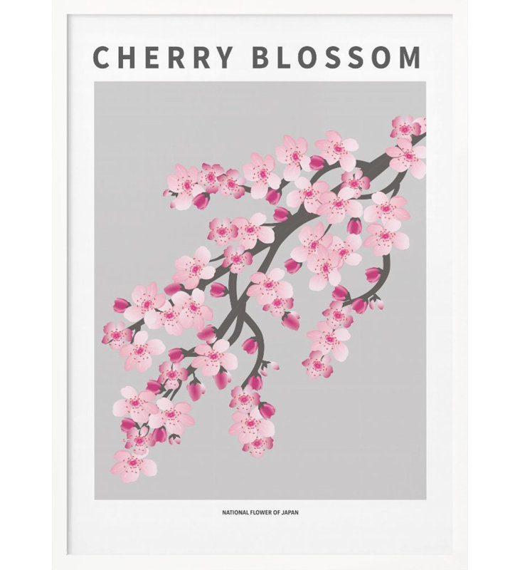 «Cherry blossom», art mural texturé encadré, Blanc, H 40 po x l 30 po