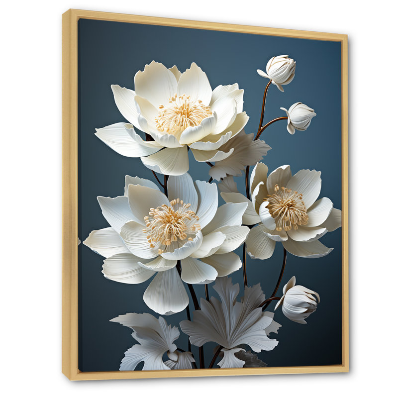 Lotus Bliss dévoilé sur toile, Cadre naturel flottant, H 44 po x l 34 po x P 1,5 po
