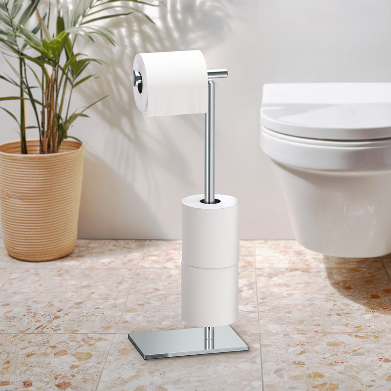 Freestanding Toilet Paper Holder with Storage, Chrome