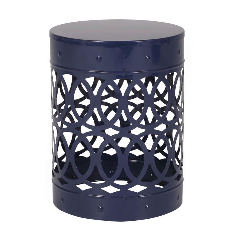 Outdoor Metal End Table -Large, Navy Blue