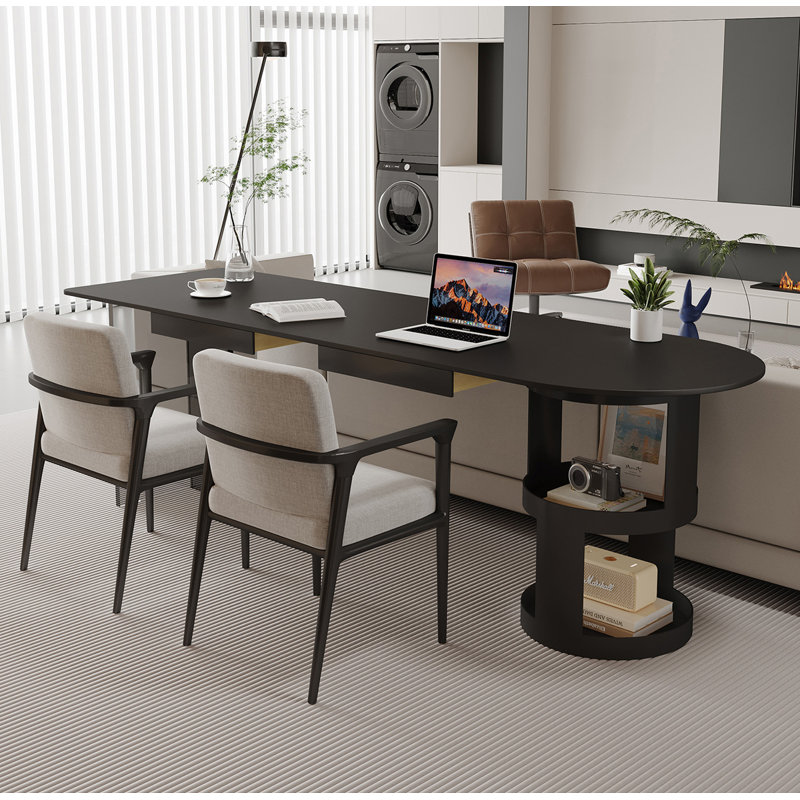 Bureau en pierre frittée Minimalist, H 29,5 po x l 63 po x P 31,5 po, Noir