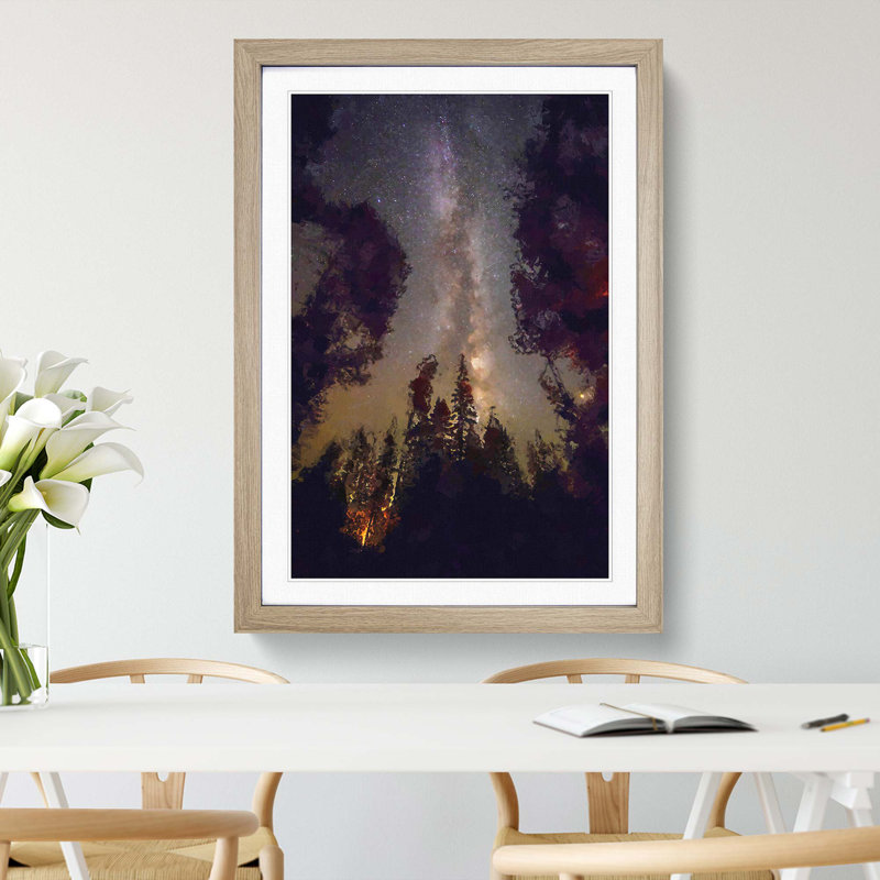 Stars Above the Trees - Picture Frame Graphic Art Print, Oak Framed, 65cm H x 48cm W x 2cm D