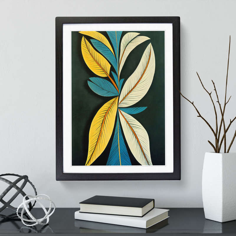 Artistic Feathers - Single Picture Frame Print, Black Framed, 64cm H x 46cm W x 2cm D