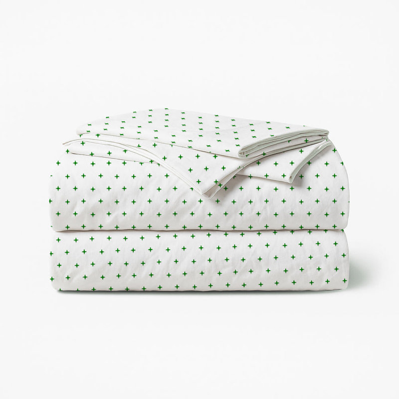 Plus Embroidered Cotton Sheet Set, California King Sheet Set, Green