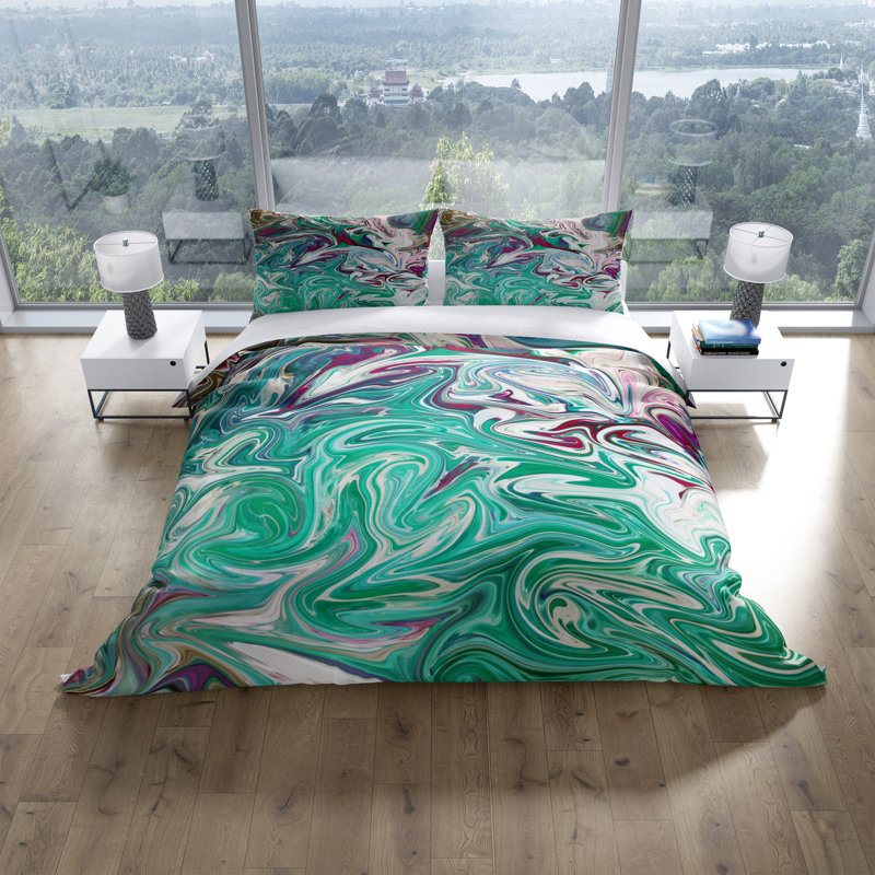 Ensemble de housse de couette Swirl, Housse de couette très grand + 2 taies décorativ