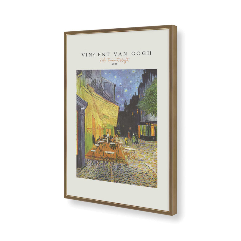 «Van Terrace» par Van Gogh's Cafe, H 17,25 po x l 13,25 po x P 1,25 po, Reproduction encadrée sans passe-partout, Or brossé