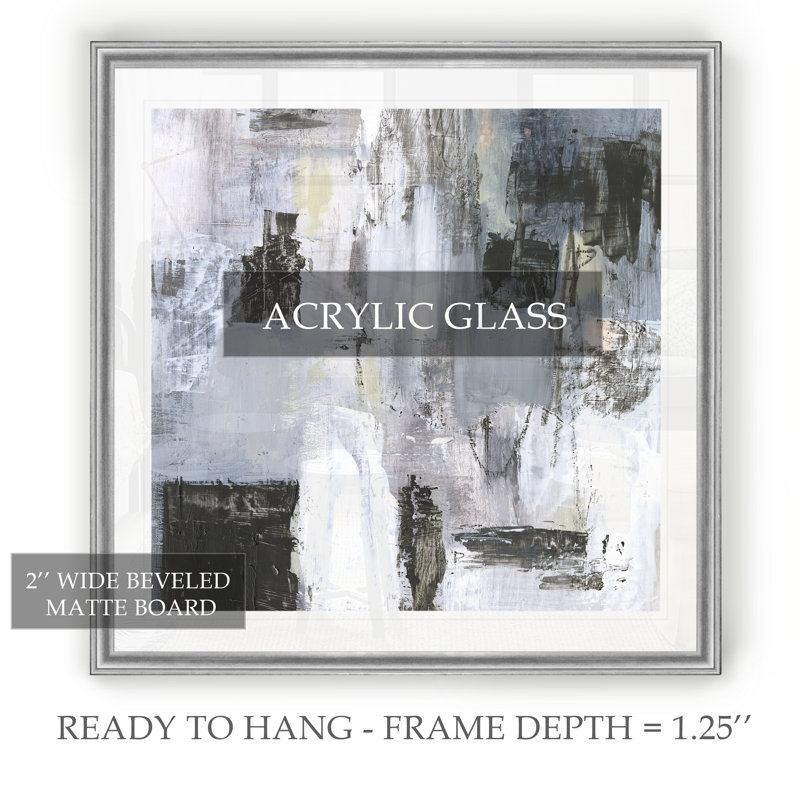 «Cinder Composition II», reproduction d'art sur toile, Cadre argenté, H 34,5 po x l 34,5 po x P 1,5 po
