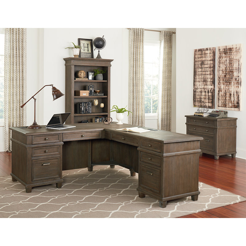 Larissa L-Shaped Solid Wood Executive Desk