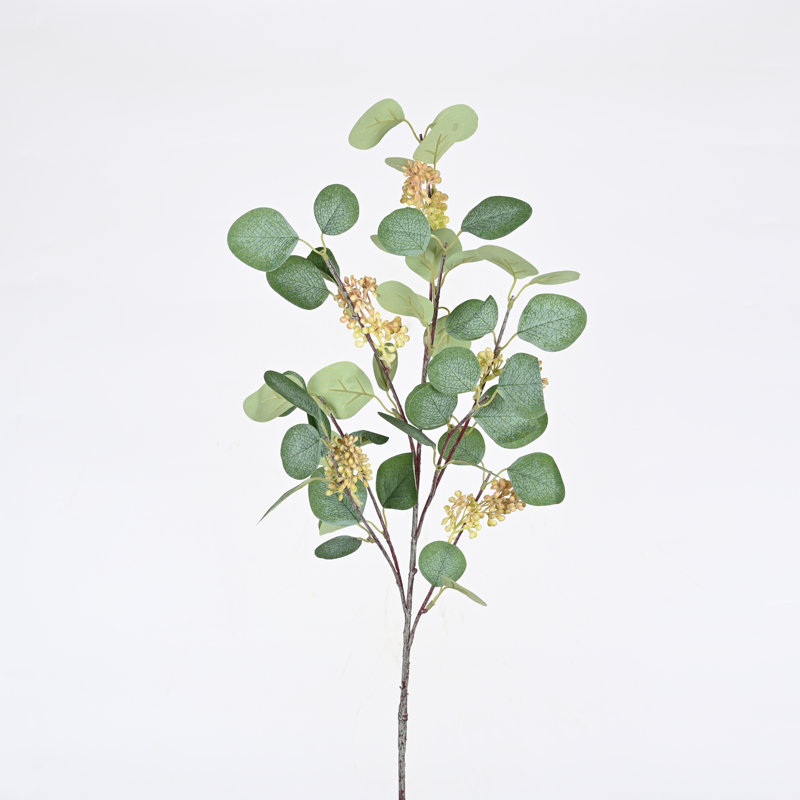 35" H Spring Summer Eucalyptus Blossoms Cluster Bush Stem For Vase Filler