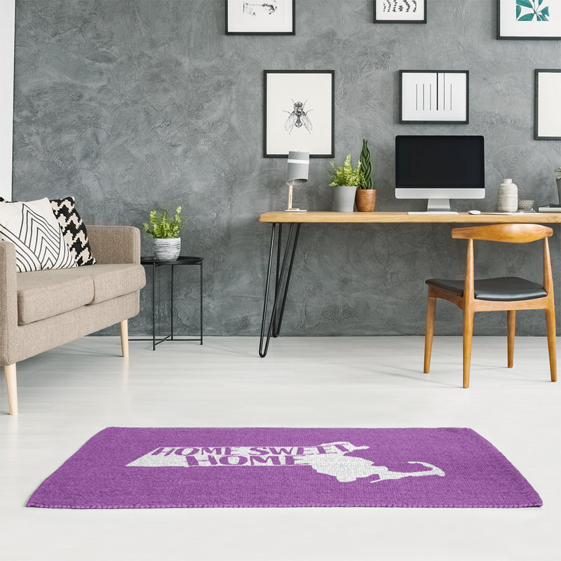 Tapis bleu de la maison du massachusetts, Rectangle 5 pi x 7 pi, Oui