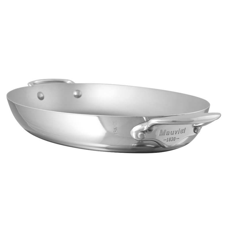 Mauviel M'cook 5-Ply Oval Pan With Cast Stainless Steel Handles, 9.8"