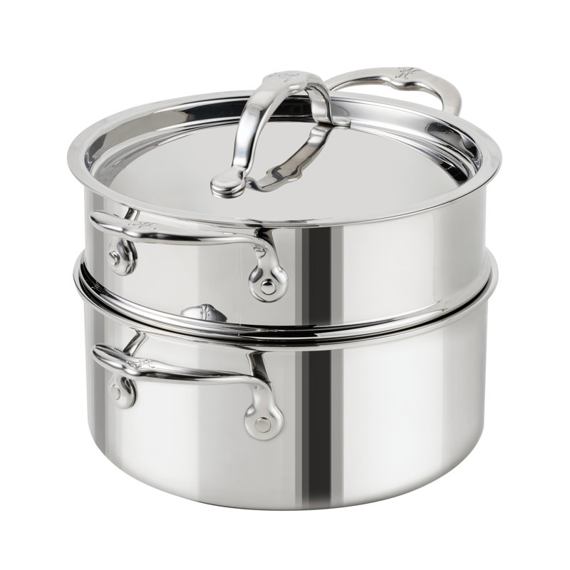 Hestan Probond Luxe 3-Quart Polished Professional Clad Stainless Steel Soup Pot And Steamer Insert Set