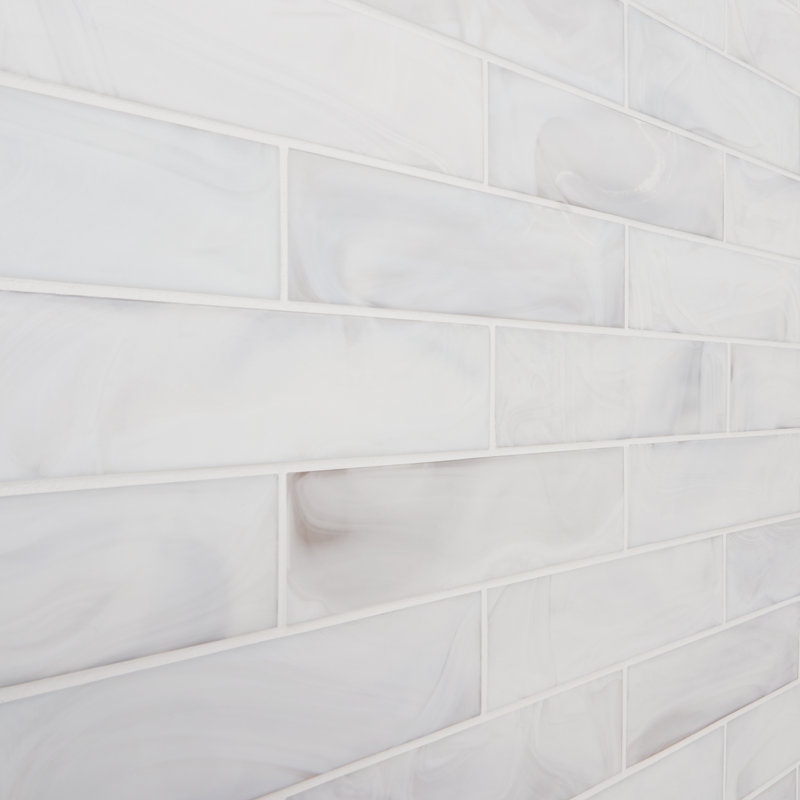 Hightower 3,03 po X 12 po Carrelage mural en verre pour métro (5,05 pieds carrés / caisse), Blanc / beige