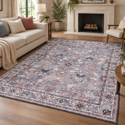 Tapis vintage lavable à la machine Zehorit pour salon, tapis de couloir et tapis d'entrée