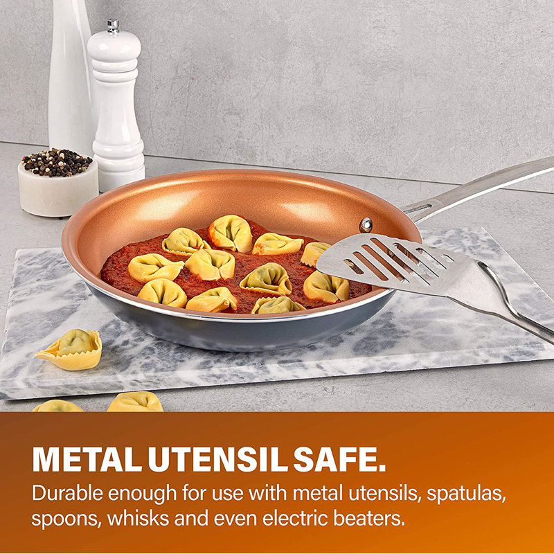 5-Piece Nonstick Aluminum Cookware Set with Copper Finish