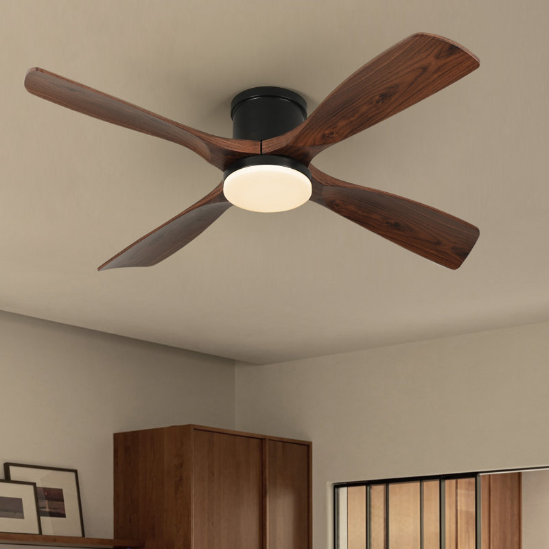 Ventilateur de plafond moderne avec pales en ABS de 54 po avec lumières et télécommande à intensité variable 3 couleurs Karlena