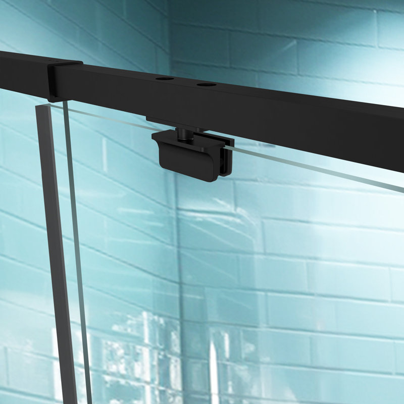 38 - 42 in. W x 71 in. H Pivot Semi-Frameless Sliding Shower Door in with SGCC Tempered Glass, Matte Black, Clear