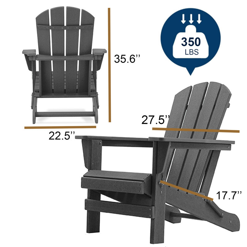 Foldable Outdoor Adirondack Chair, Gray