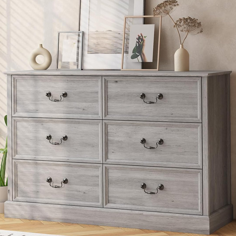 Commode 6 tiroirs Aalysa, Gris