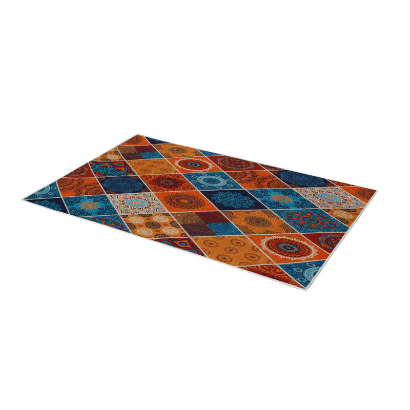 Tapis de couloir souple 2,6 x 4,9 pi | 100% polyester, hauteur de poils de 0,04 po | Antibactérien, antidérapant sous la surface | Tissé avec impression numérique 3D | Lavable à la machine | Durable et élégant pour les vestibules et les salons
