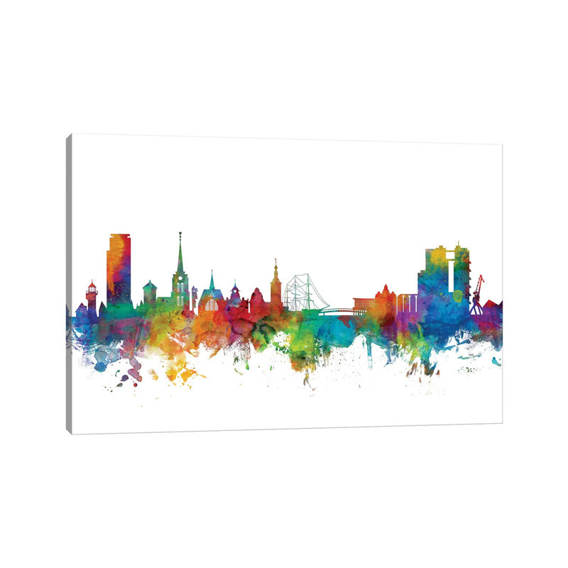 Halmstad, Sweden Skyline by Michael Tompsett - Wrapped Canvas Gallery-Wrapped Canvas Giclée, 20.32 cm H x 30.48 cm W