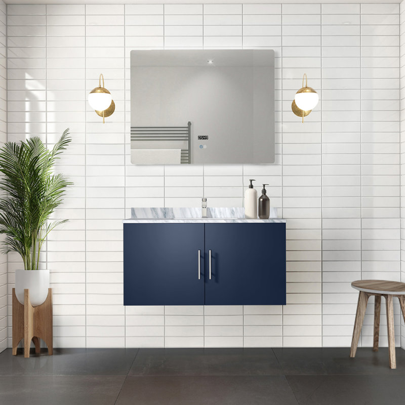 Meuble-lavabo de salle de bain 36 po X P 22 po D et 36 po Miroir à DEL, Navy Blue, Navy Blue