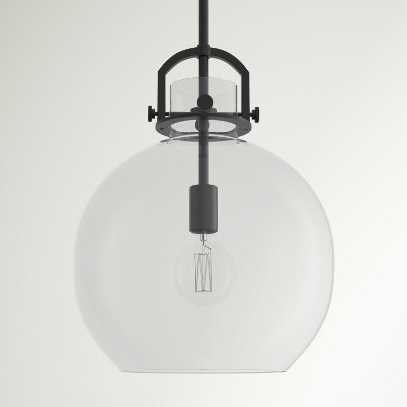 Luminaire suspendu sphère 1 lumière Borgen, Noir mat, H 17 po x l 14 po x P 14 po, Ampoule non incluse