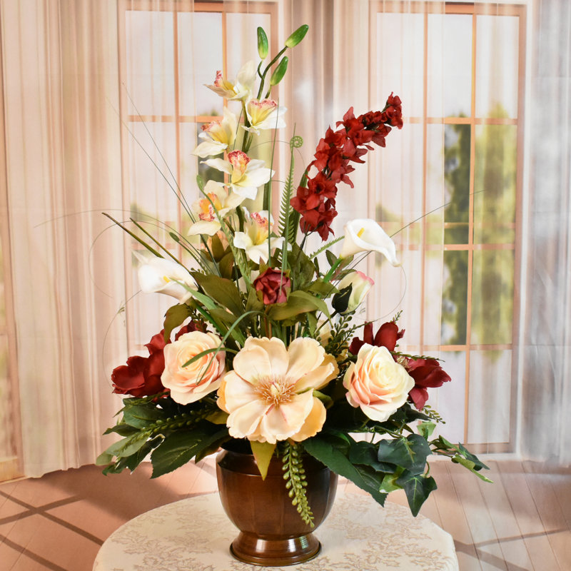 Faux Silk Arrangement in Vase