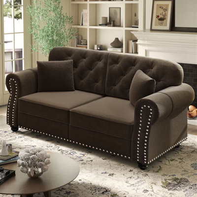 Annalease 63" Chesterfield Loveseat, Modern Farmhouse Sofa Couch, Velvet Upholstery With Rolled Arm