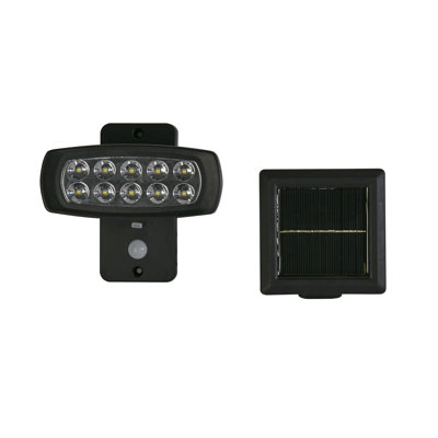 Imel Black 17cm H Solar Powered Integrated LED Outdoor Bulkhead Light with Dusk to Dawn
