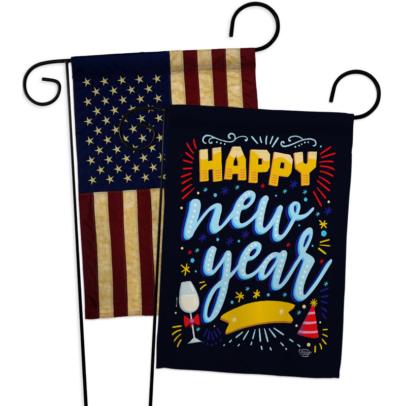 Drapeau de jardin en polyester 18,5 x 13 po It New Year