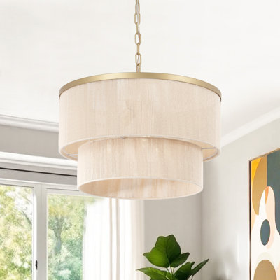 18" 3-Light Handwoven Rope Drum Chandelier