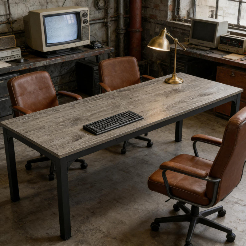 Computer Desk,Executive Table,Rectangle Office Desk, Gray/Black