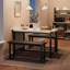 Ensemble de salle à manger industriel 3 pièces avec banc, table en MDF et structure en métal, ensemble table et chaises de cuisine gain de place pour 4 personnes, idéal pour la cuisine, la salle à manger et le café.-630203366
