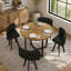 Ensemble de table à manger ronde rustique et 4 chaises en similicuir, ensemble de cuisine 5 pièces pour petits espaces, appartement et coin repas, fini grain de bois, chaises noires