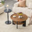 Ensemble de 2 tables basses et tables d'appoint rondes, formation de vide en PVC, table basse de 31,5 po avec rangement et table d'appoint de 15 po, ensemble simple, idéal pour le salon et la chambre à coucher.