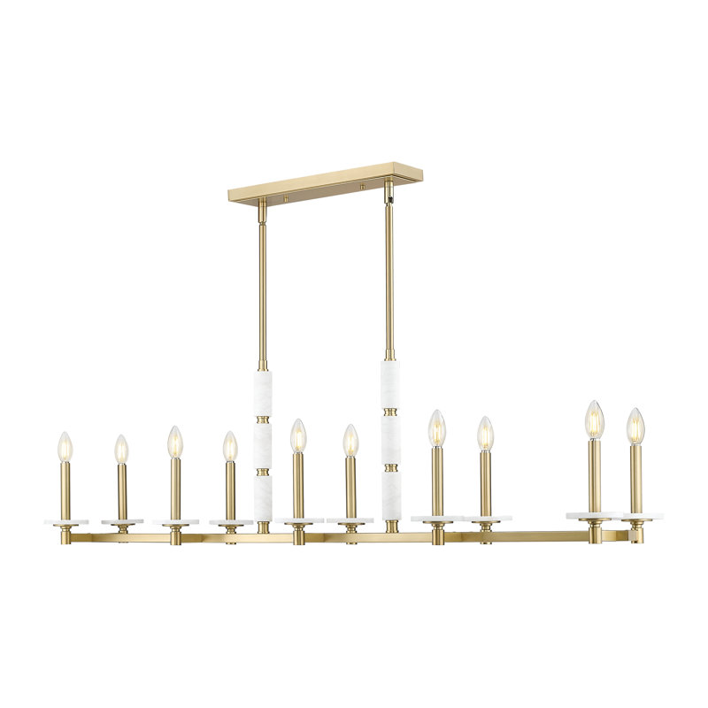 Lustre linéaire moderne Burdine, Doré, 10 lumières, H 16 po x l 12 po x P 56 po