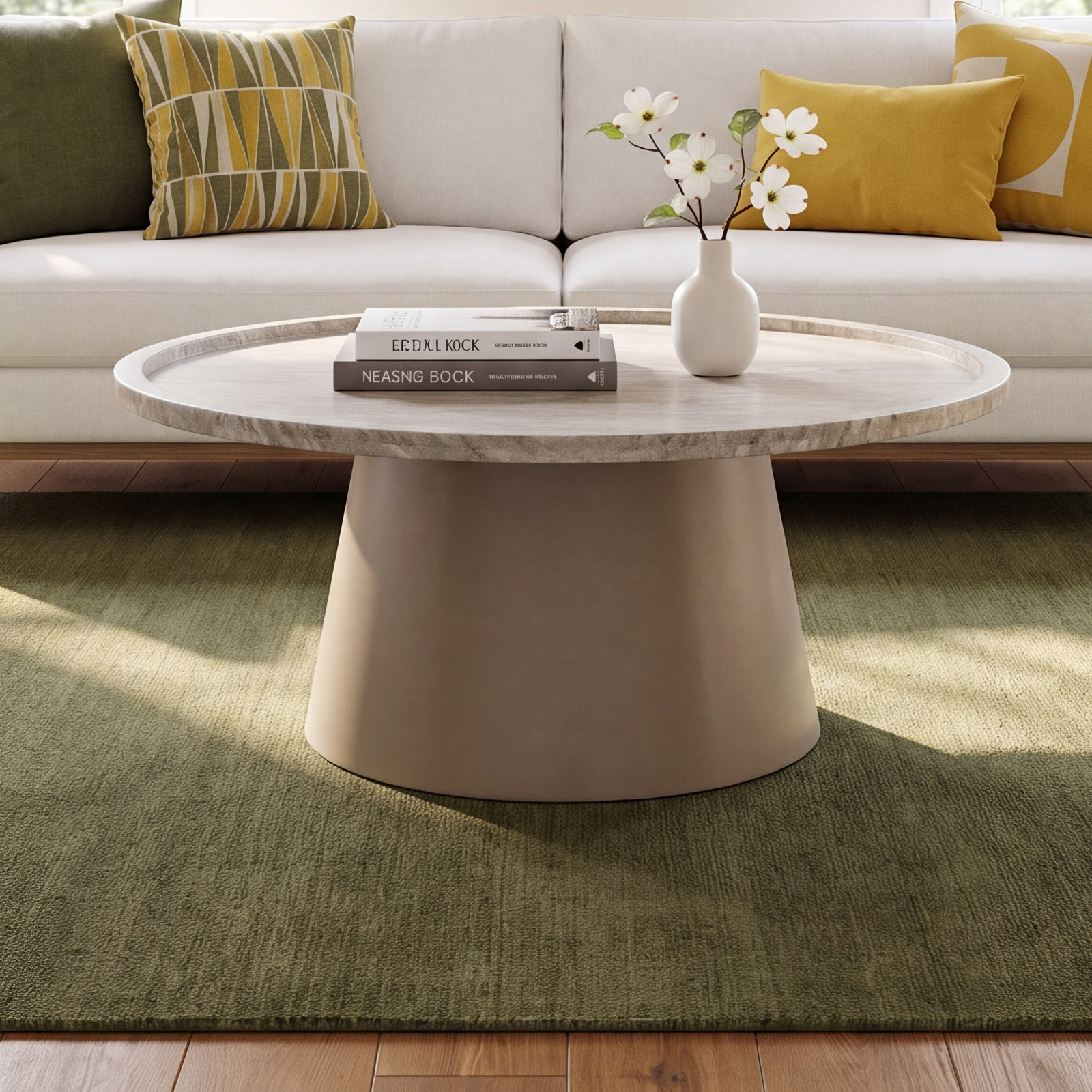 Frony 34" Genuine Marble Coffee Table