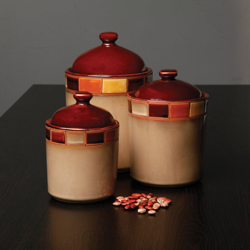Gibson Elite Beige and Brown Ceramic Canister Set