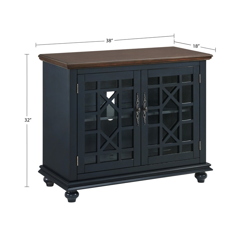 Ahmara 2 - Door Accent Cabinet, Coffee Walnut/Catalina Blue