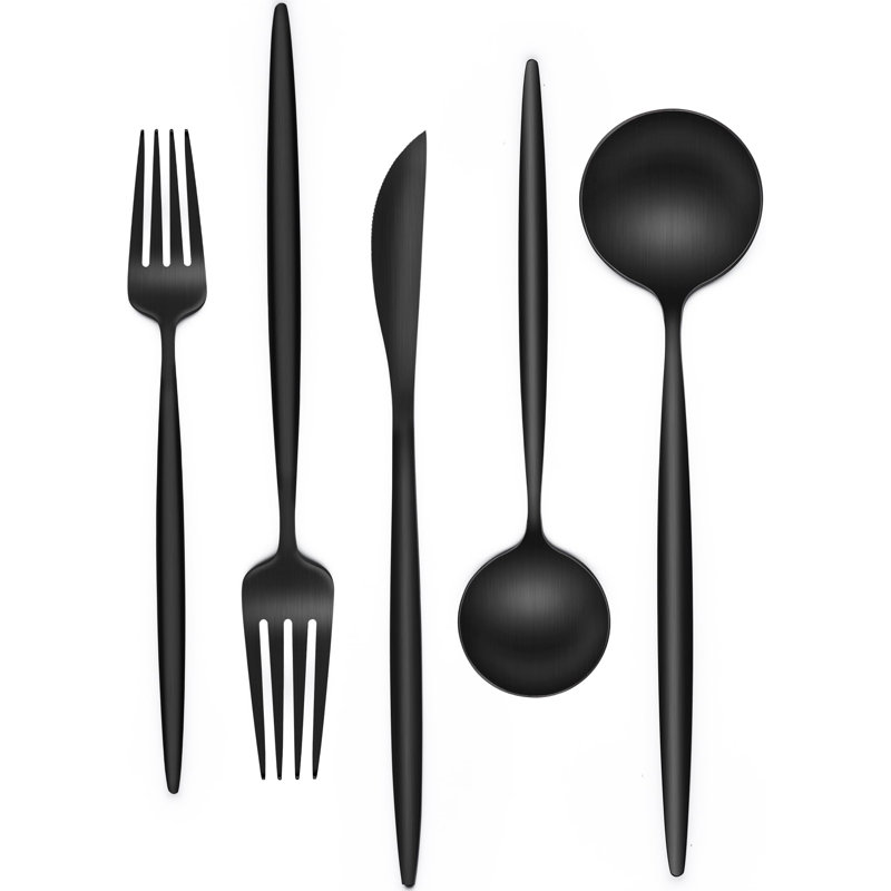Ensemble de couverts 30 pièces en acier inoxydable - Moderne, résistant à la rouille, parfait pour le camping et les repas au quotidien